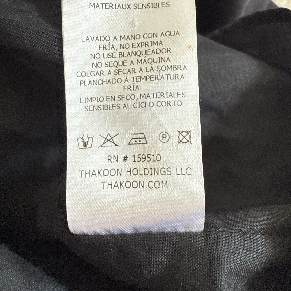THAKOON Black Eyelet Lace Ruffle Hem Button Down Silk Cotton Mini Shirt Dress 0 - Picture 15 of 15